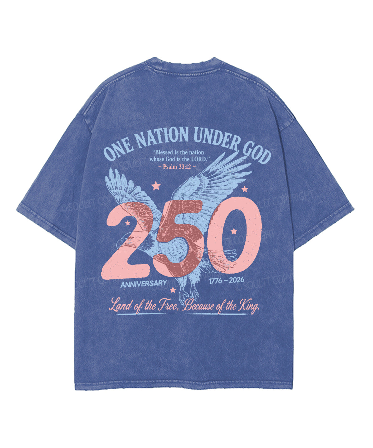 One Nation Under God Double Sided Unisex Washed Christian T-shirt