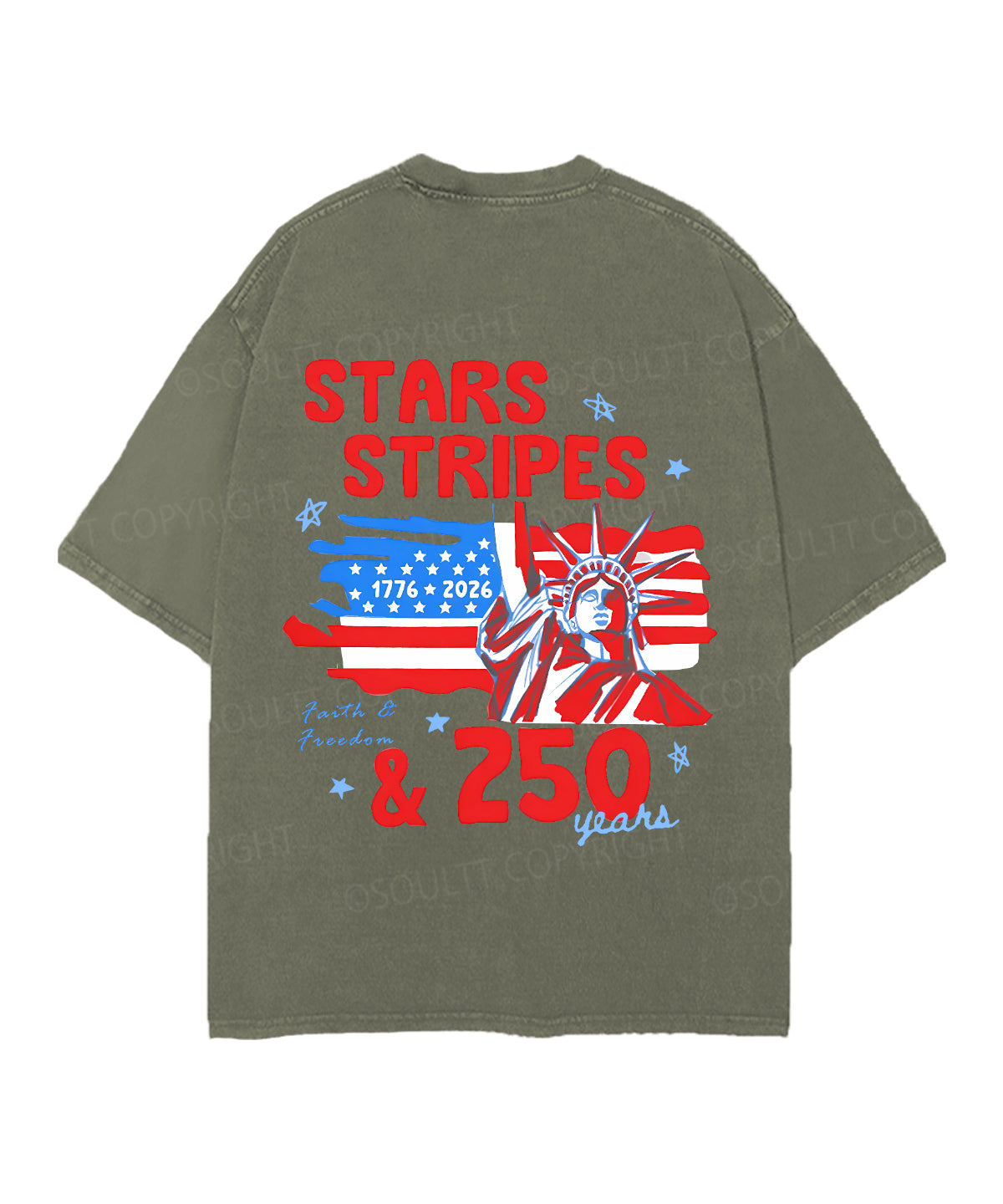 250 Years America Anniversary Double Sided Unisex Christian Washed T-Shirt & Shorts