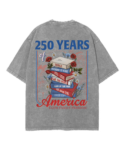 250 Years Of America Double Sided Unisex Washed Christian T-shirt