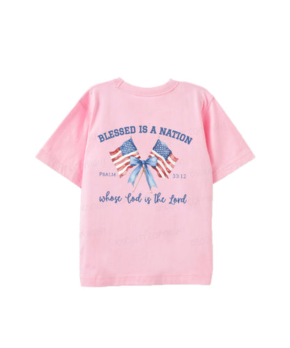 Kids Blessed Is A Nation Whose god Is The Lord Cotton Christian T-shirt