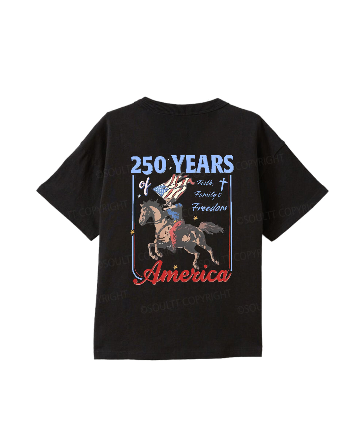 Kids 250 Years America Anniversary Double Sided Cotton Christian T-shirt