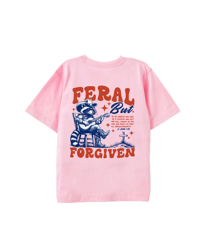 Kids Feral But Forgiven Double Sided Cotton Christian T-shirt