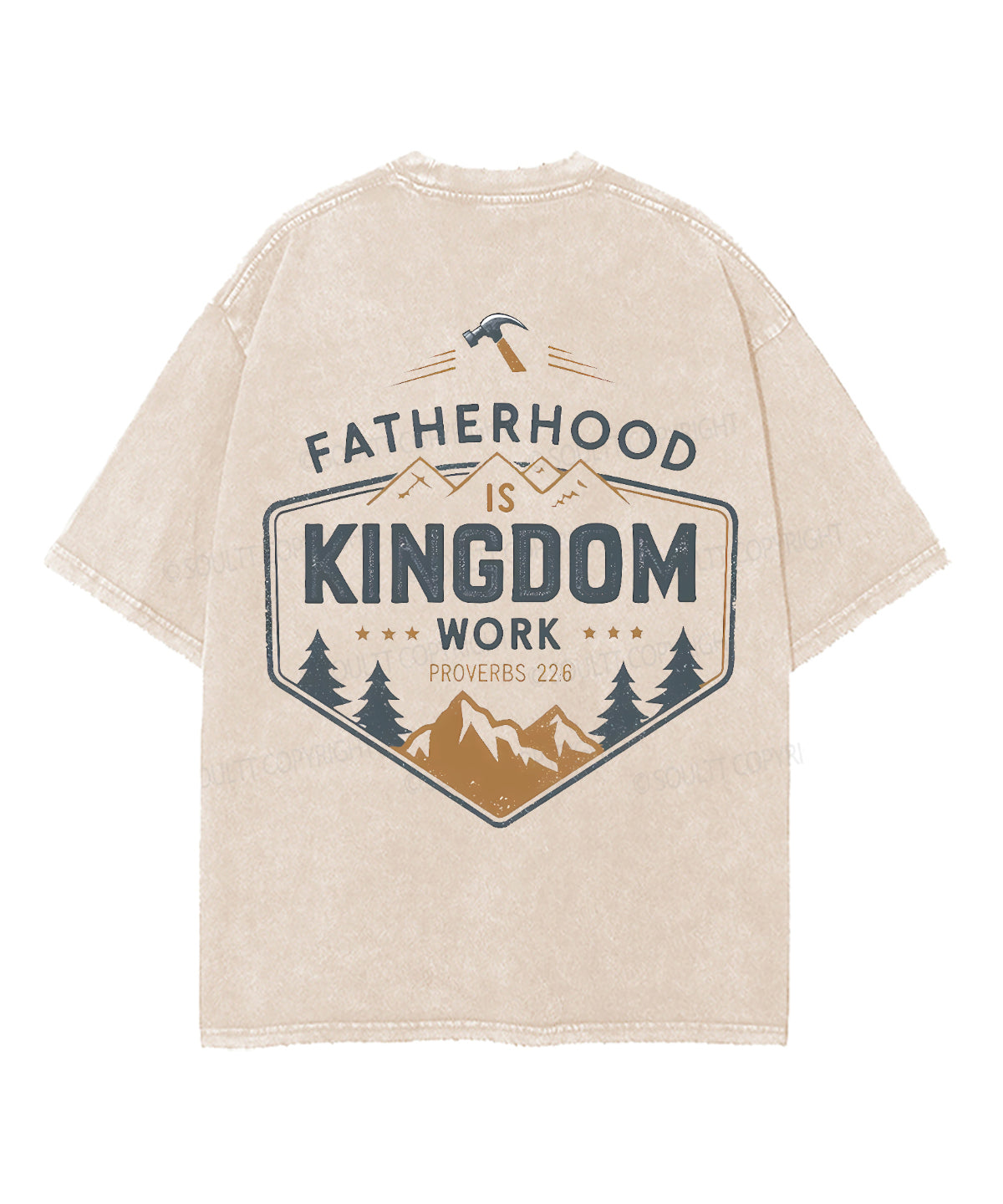 Fatherhood Is Kingdom Work Double Sided Double Sided Unisex Washed Christian T-shirt