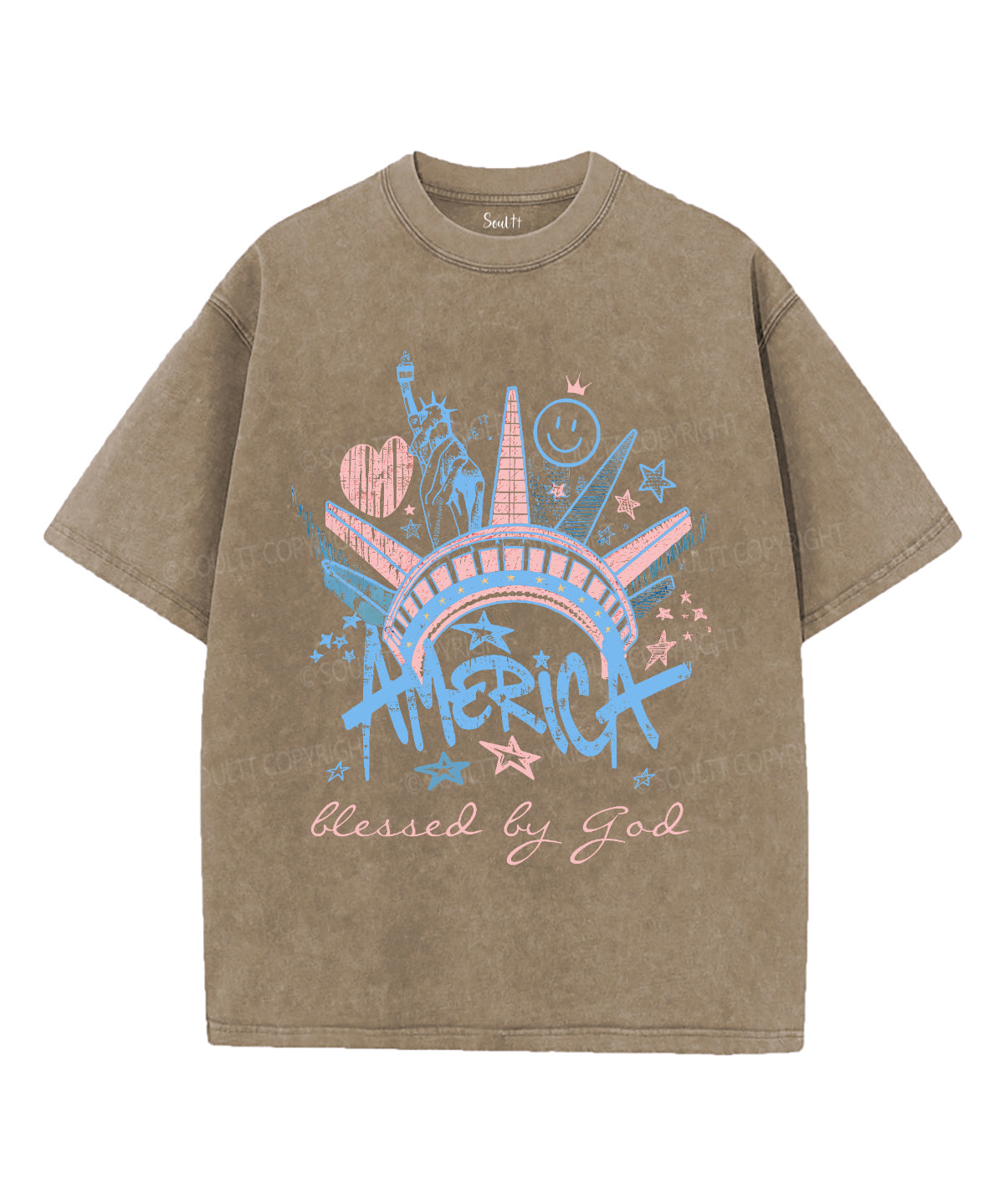 Blessed By God Unisex Washed Christian T-shirt