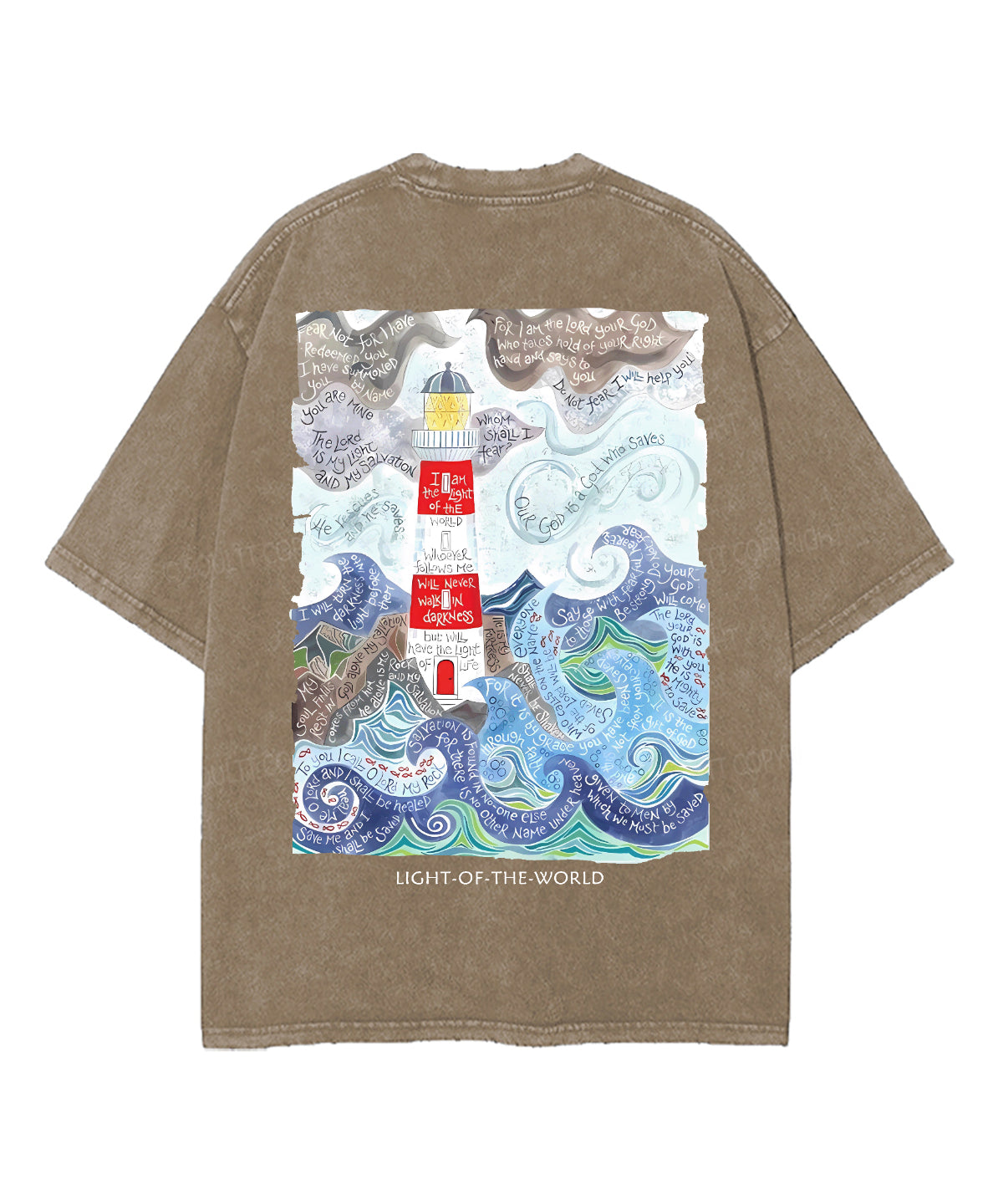 Light Of The World Double Sided Unisex Washed Christian T-shirt