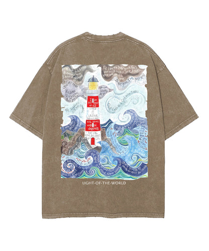 Light Of The World Double Sided Unisex Washed Christian T-shirt