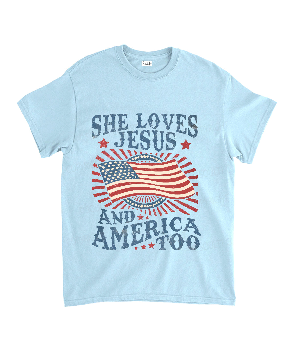 She Loves Jesus And America Too Unisex Cotton Christian T-Shirt