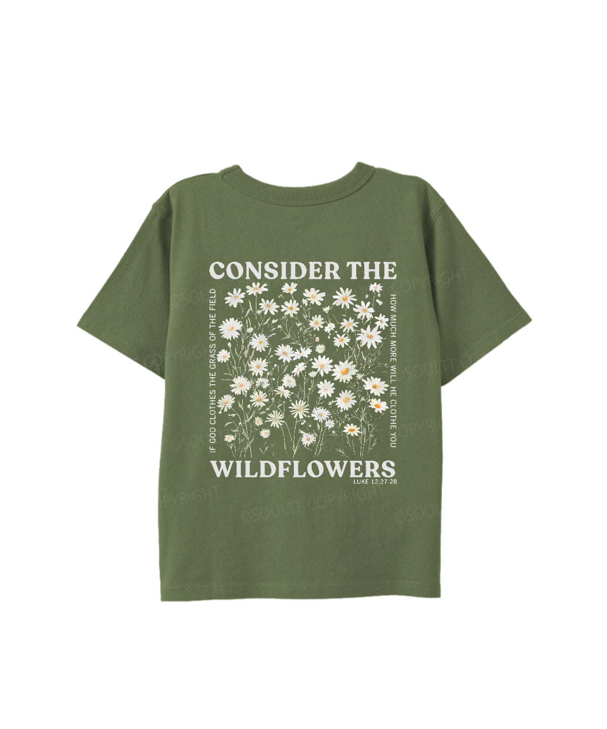 Kids Consider The Wildflowers Double Sided Cotton Christian T-shirt