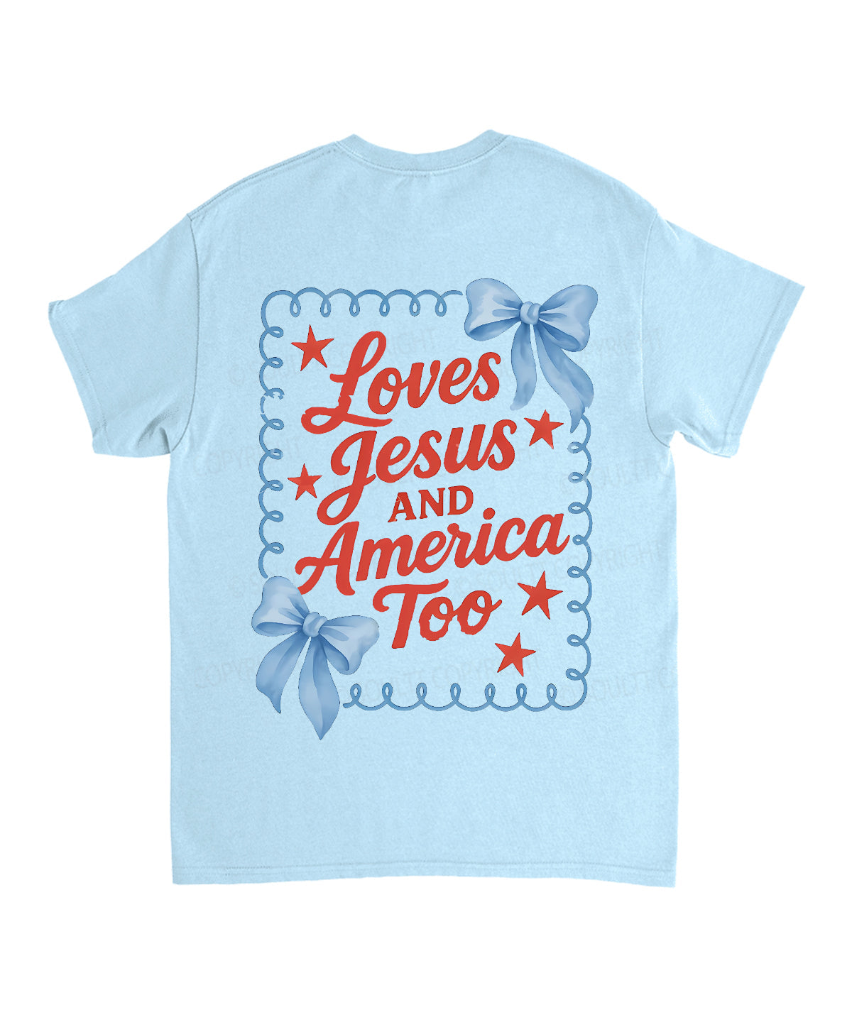 Loves Jesus And America Too Double Sided Unisex Cotton Christian T-Shirt