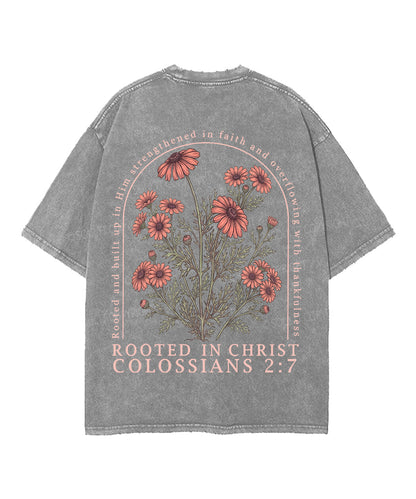 Rooted In Christ Double Sided Unisex Washed Christian T-shirt