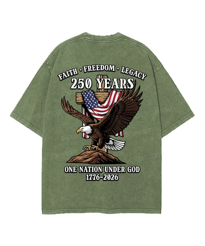 250 Years America Anniversary Double Sided Unisex Washed Christian T-shirt
