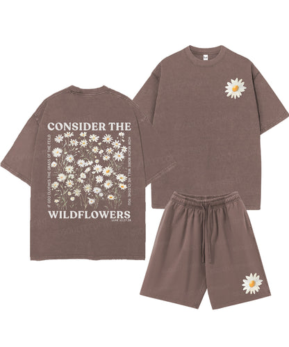 Consider The Wildflowers Double Sided Unisex Christian Washed T-Shirt & Shorts