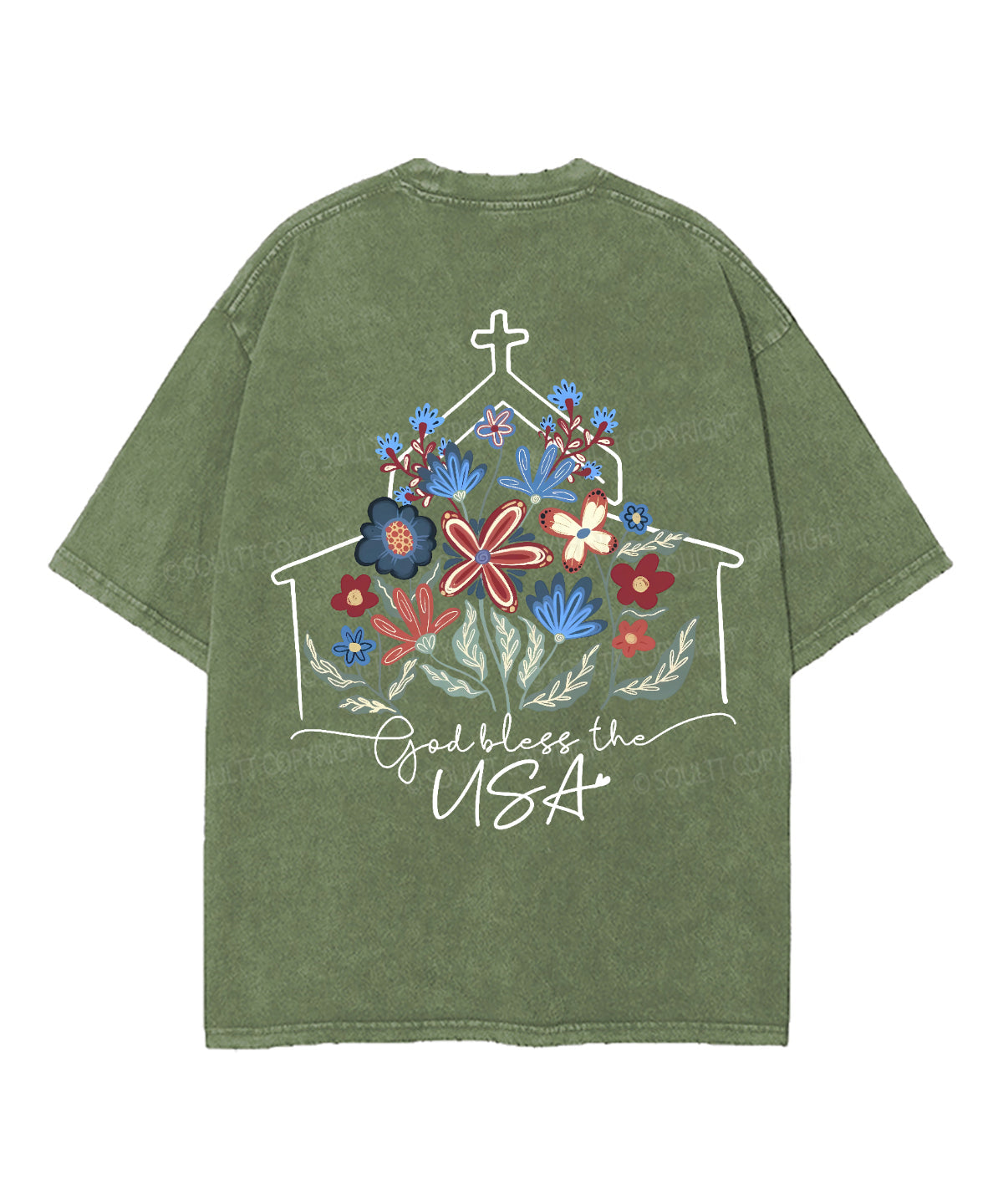 God Bless The USA Double Sided Unisex Washed Christian T-shirt