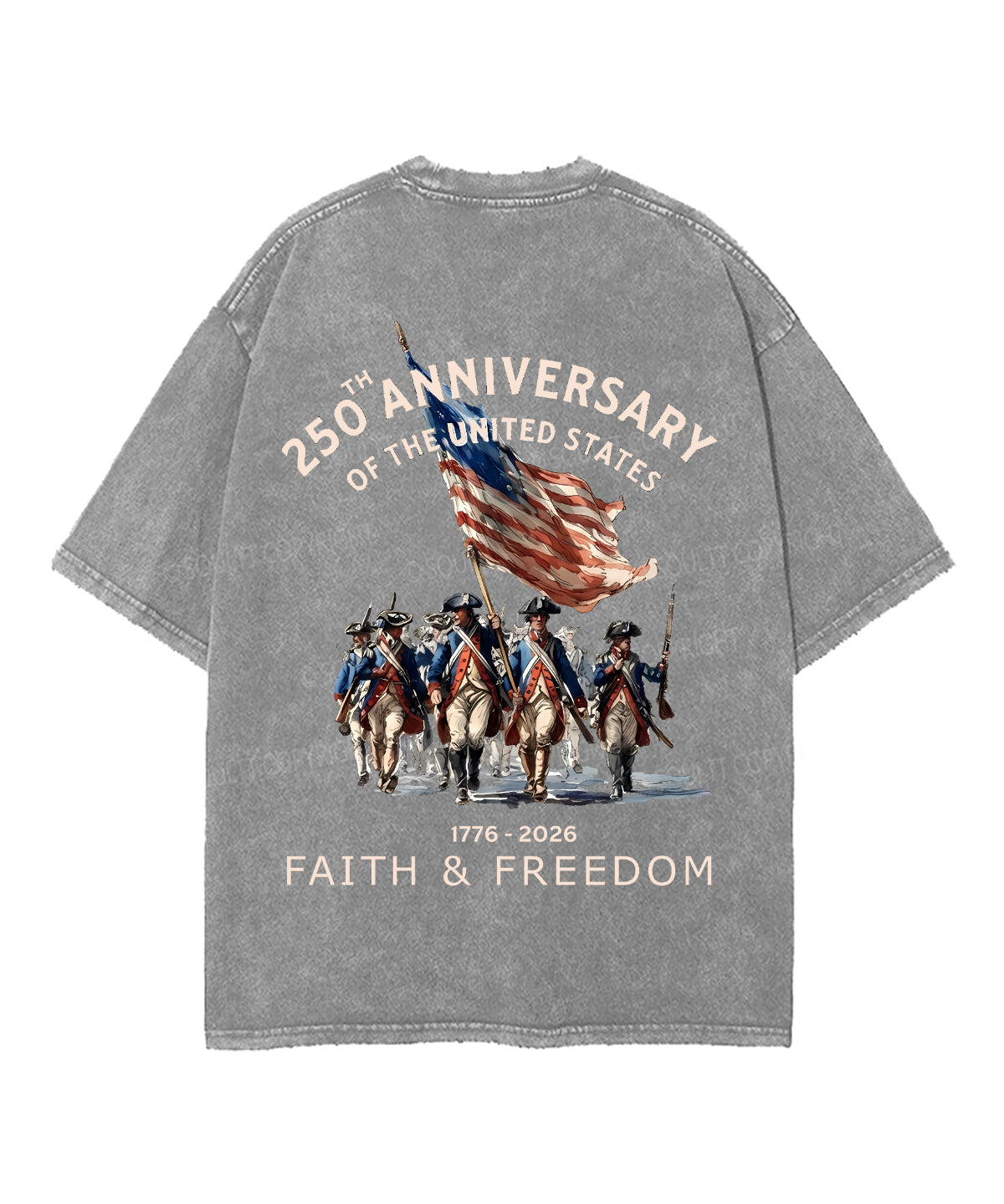 250 Years America Anniversary Double Sided Unisex Washed Christian T-shirt