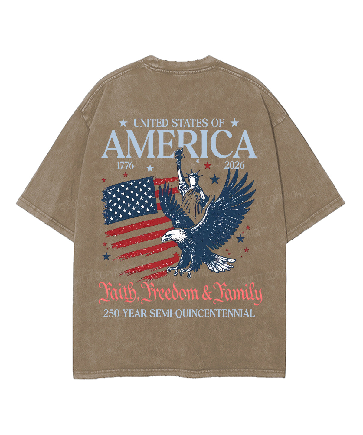 250 Years America Anniversary Double Sided Unisex Washed Christian T-shirt