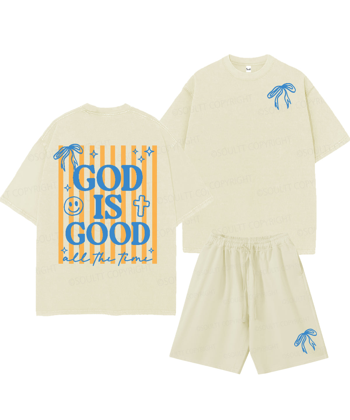 God Is Good All The Time Double Sided Unisex Christian Washed T-Shirt & Shorts
