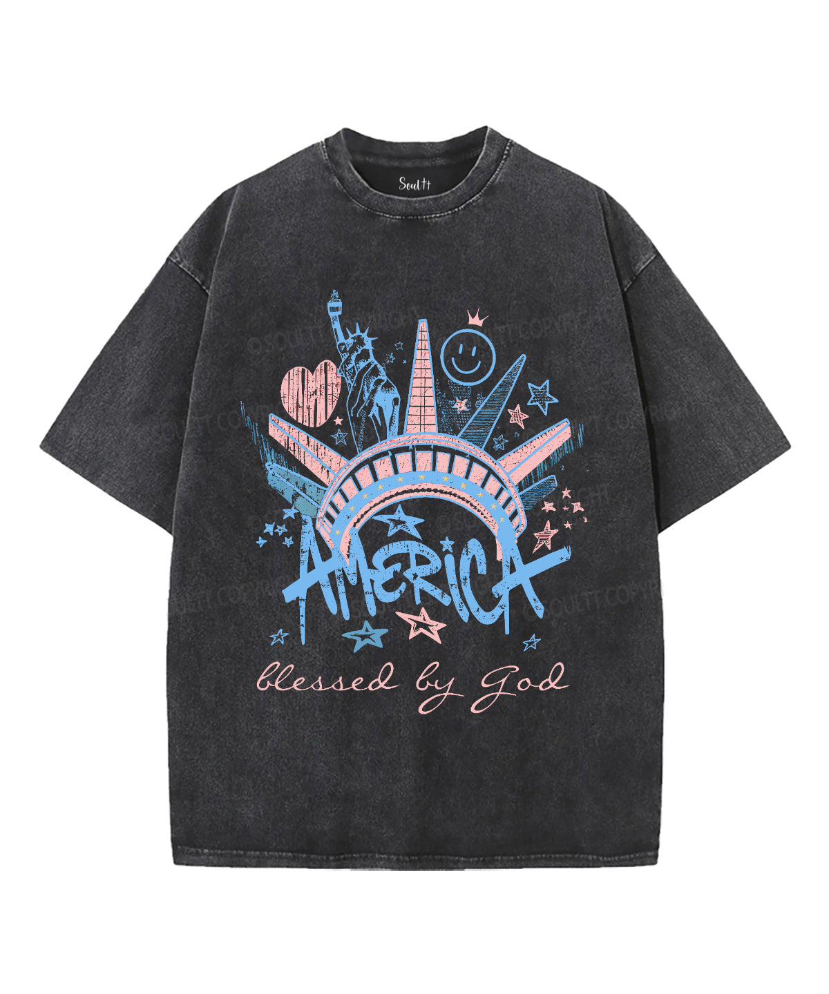 Blessed By God Unisex Washed Christian T-shirt