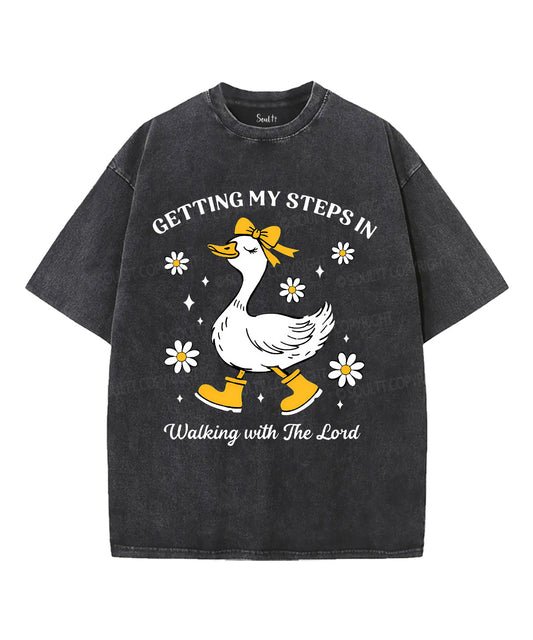 Walking With The Lord Unisex Washed Christian T-shirt