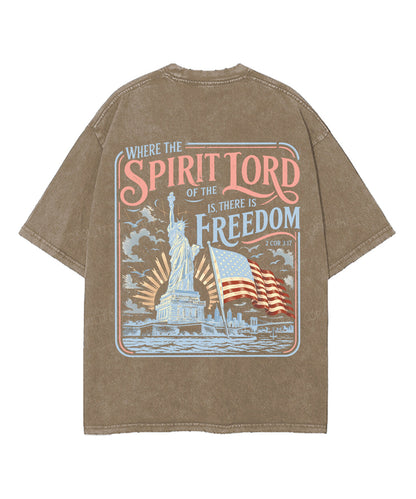 There Is Freedom Double Sided Unisex Washed Christian T-shirt