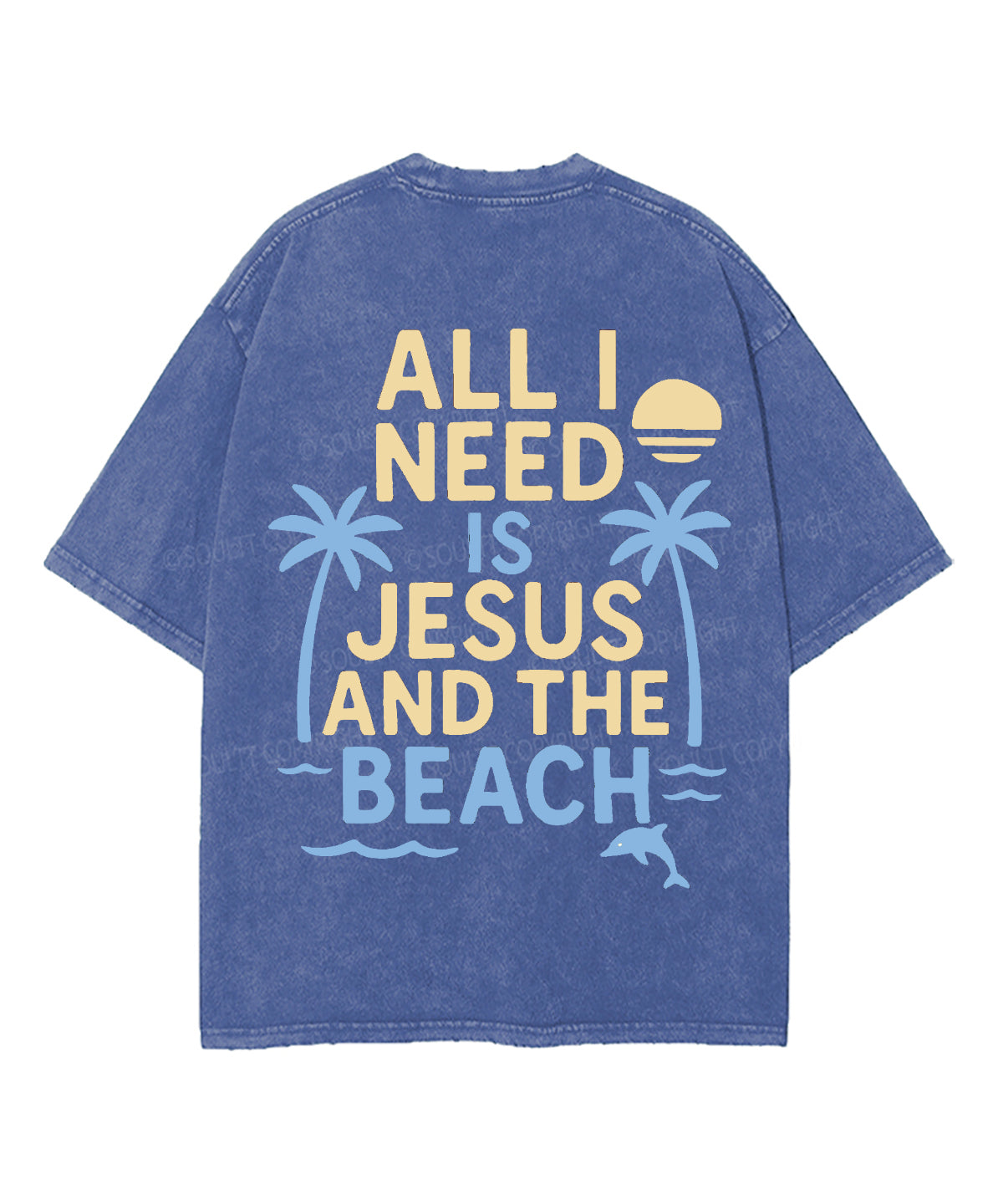 All I Need Is Jesus And The Beach Double Sided Unisex Washed Christian T-shirt