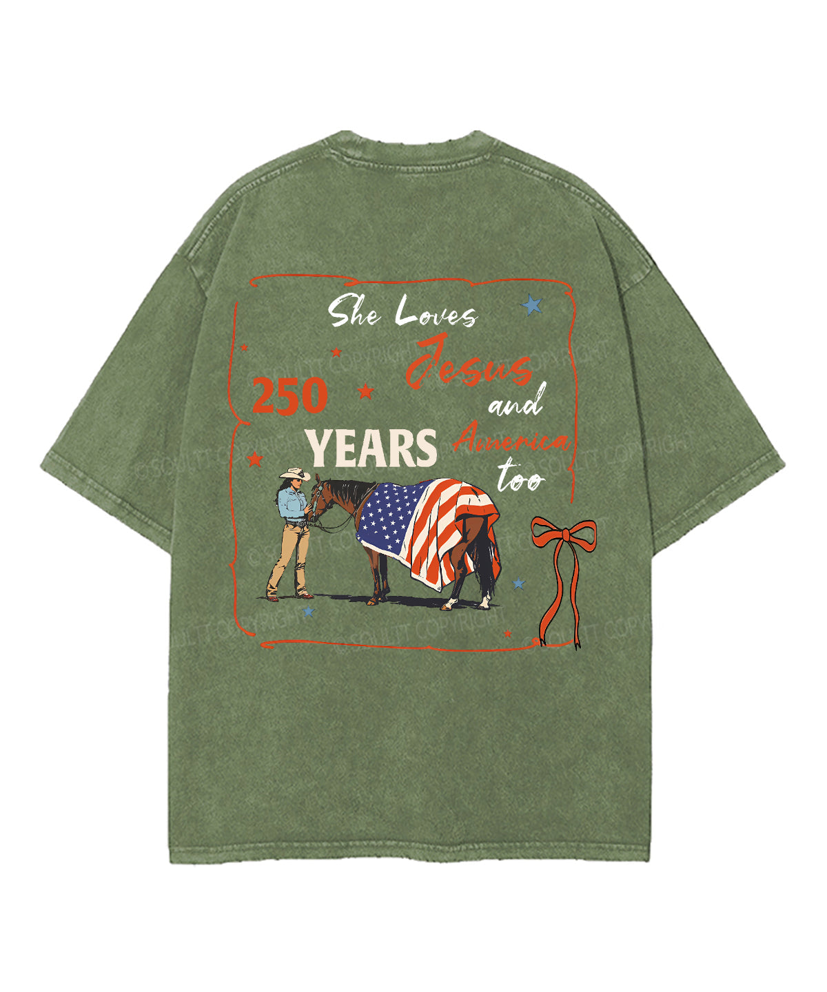 250 Years America Anniversary Double Sided Unisex Washed Christian T-shirt
