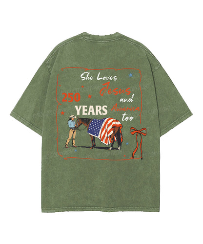 250 Years America Anniversary Double Sided Unisex Washed Christian T-shirt