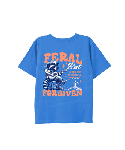 Kids Feral But Forgiven Double Sided Cotton Christian T-shirt