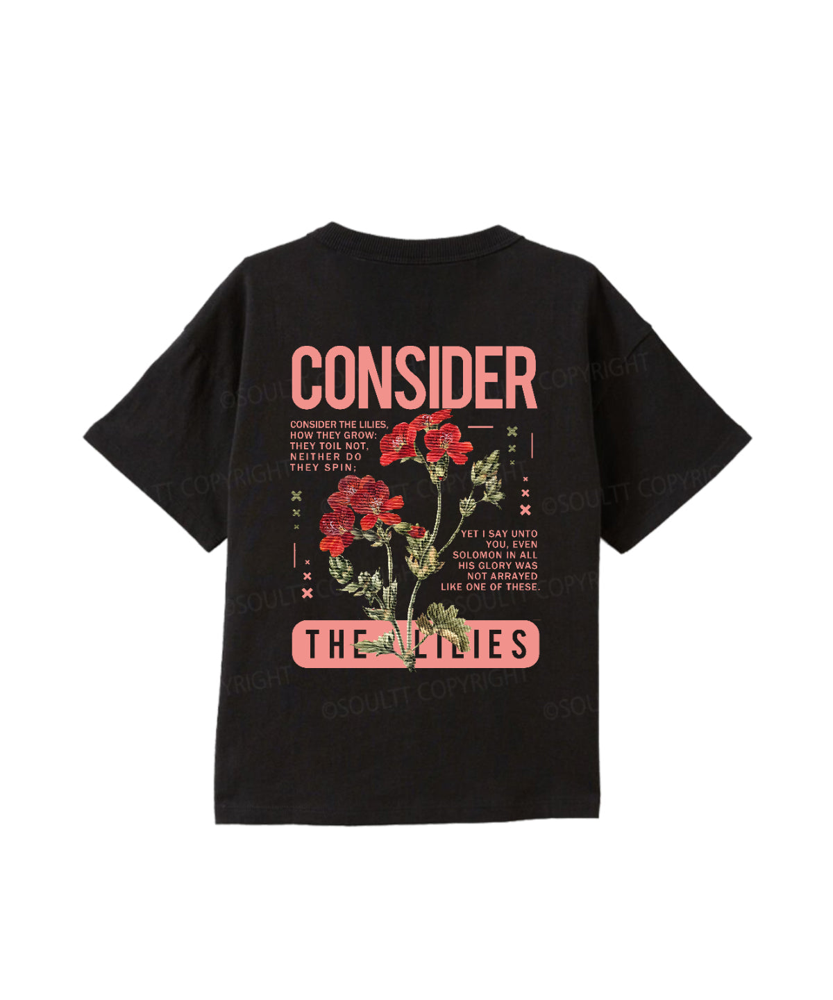 Kids Consider The Lilies Double Sided Cotton Christian T-shirt