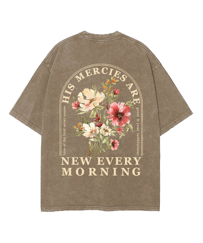 His Mercies Are New Every Morning Double Sided Unisex Washed Christian T-shirt