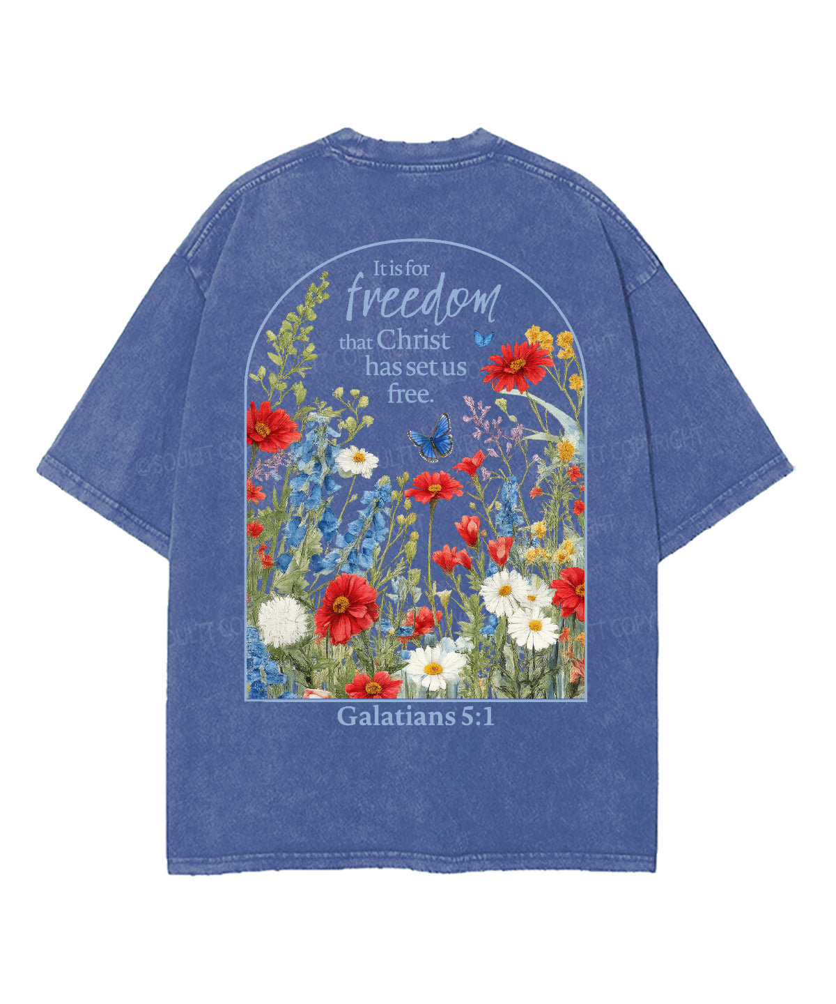 Christ Has Set Us Free Double Sided Unisex Washed Christian T-shirt