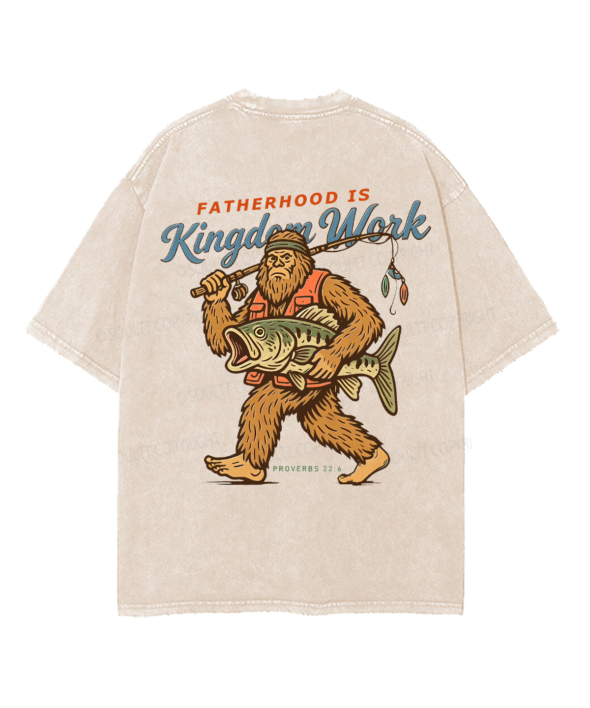Fatherhood Is Kingdom Work Double Sided Unisex Washed Christian T-shirt
