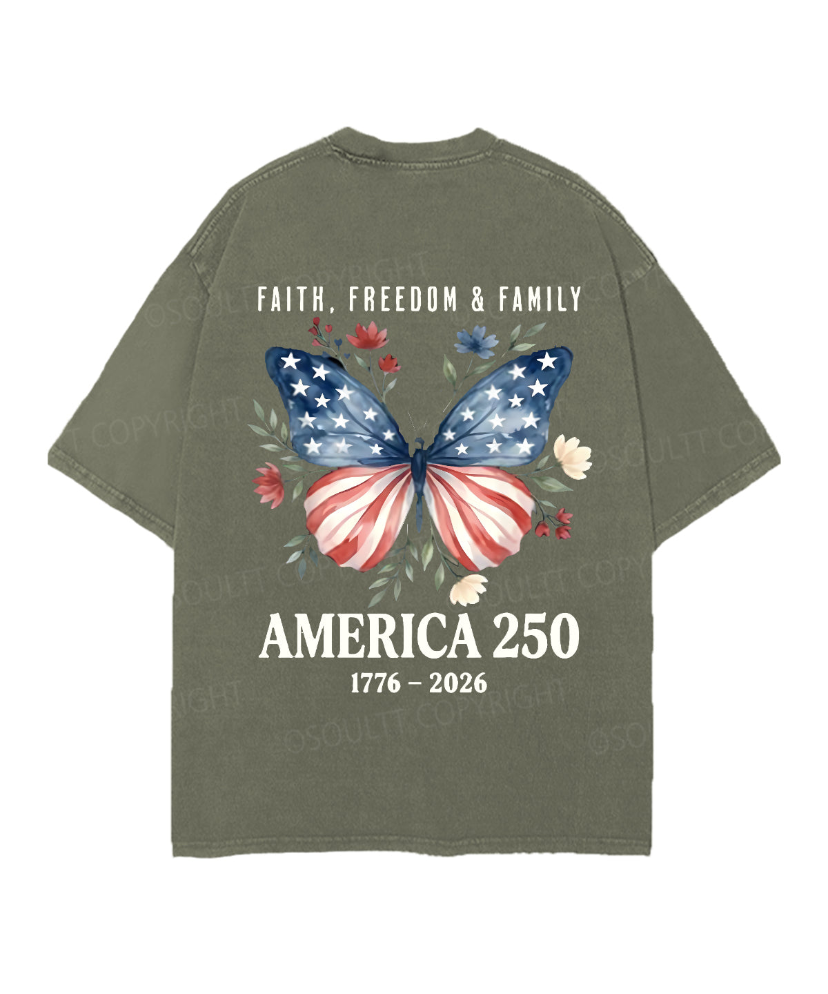 250 Years America Anniversary Double Sided Unisex Christian Washed T-Shirt & Shorts