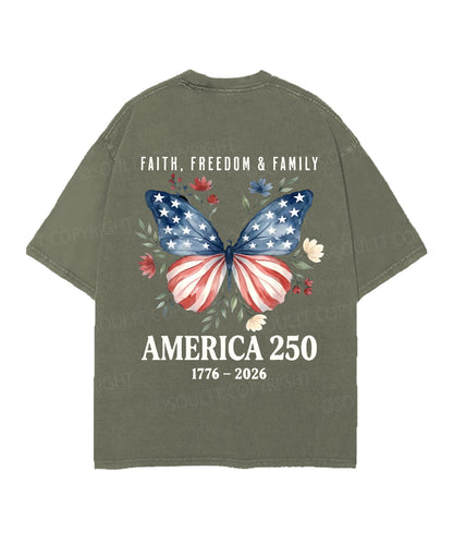 250 Years America Anniversary Double Sided Unisex Christian Washed T-Shirt & Shorts
