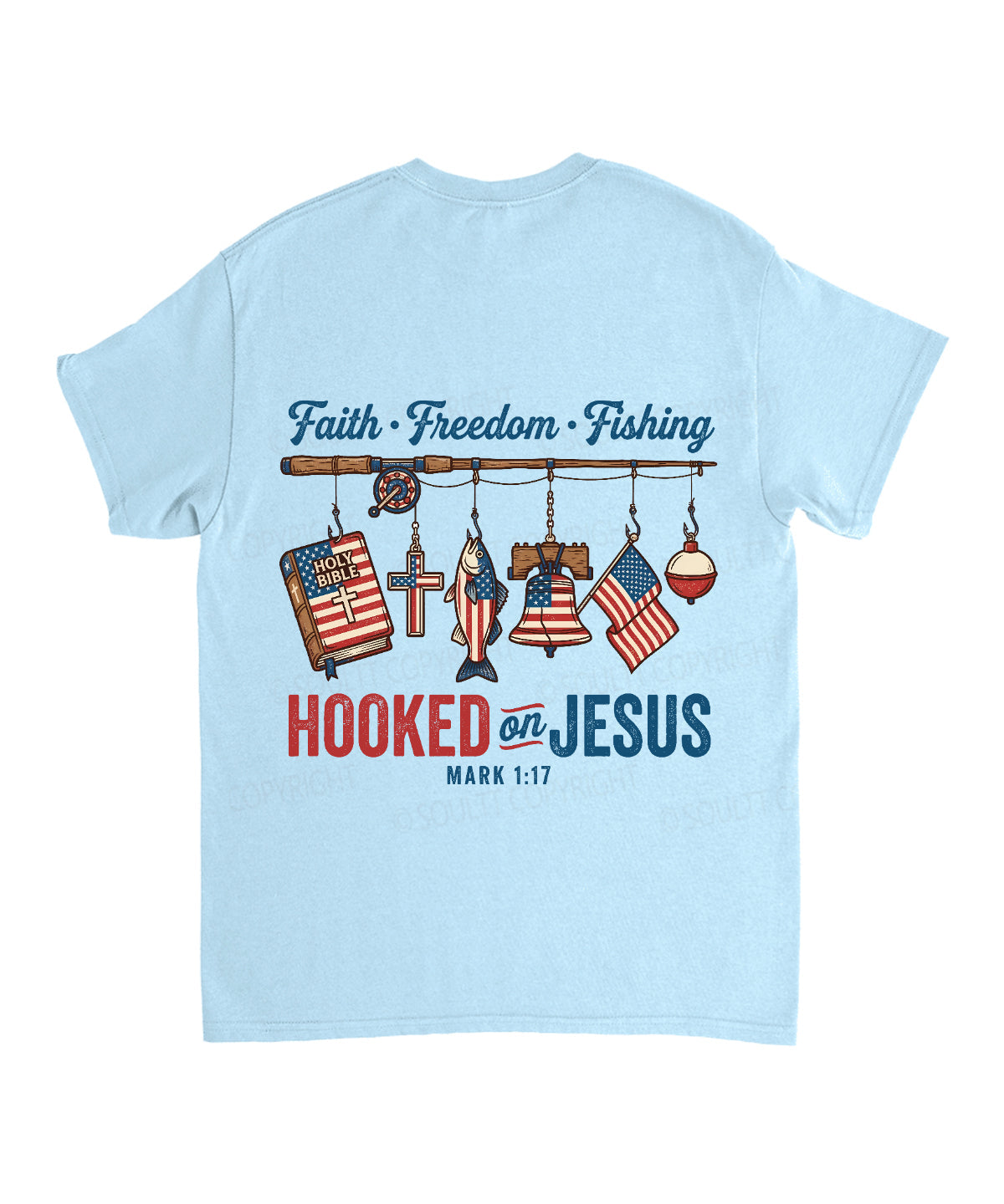 Hooked On Jesus Double Sided Unisex Cotton Christian T-Shirt