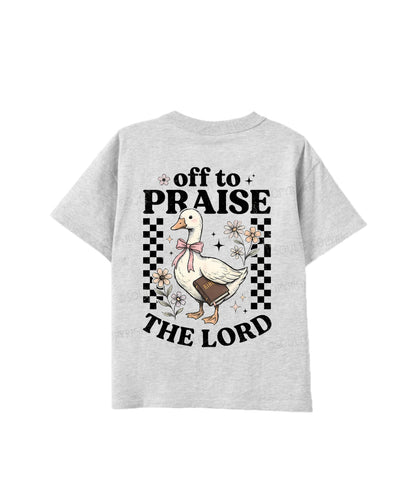 Kids Off To Praise The Lord Double Sided Cotton Christian T-shirt