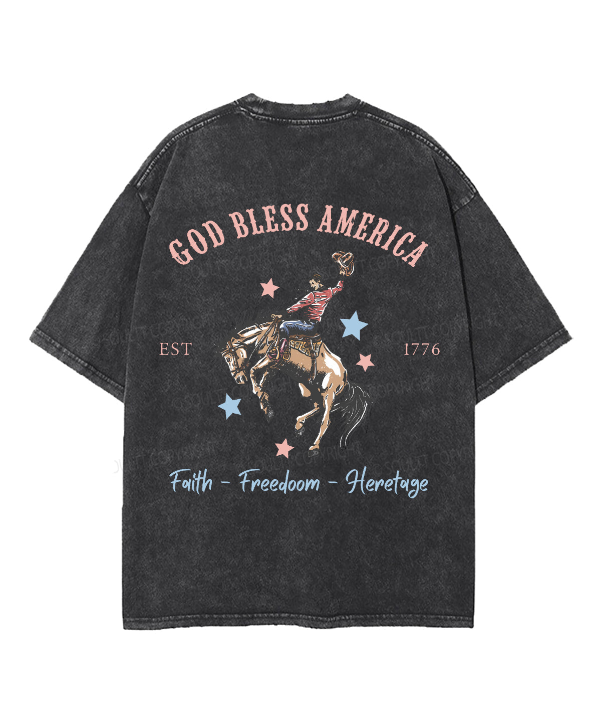 God Bless America Double Sided Unisex Washed Christian T-shirt