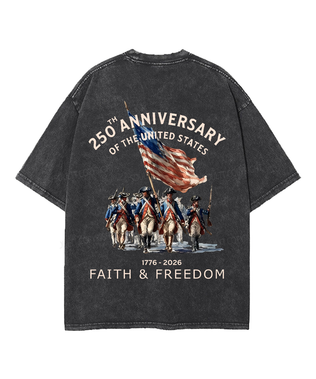 250 Years America Anniversary Double Sided Unisex Washed Christian T-shirt