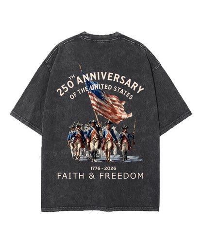 250 Years America Anniversary Double Sided Unisex Washed Christian T-shirt