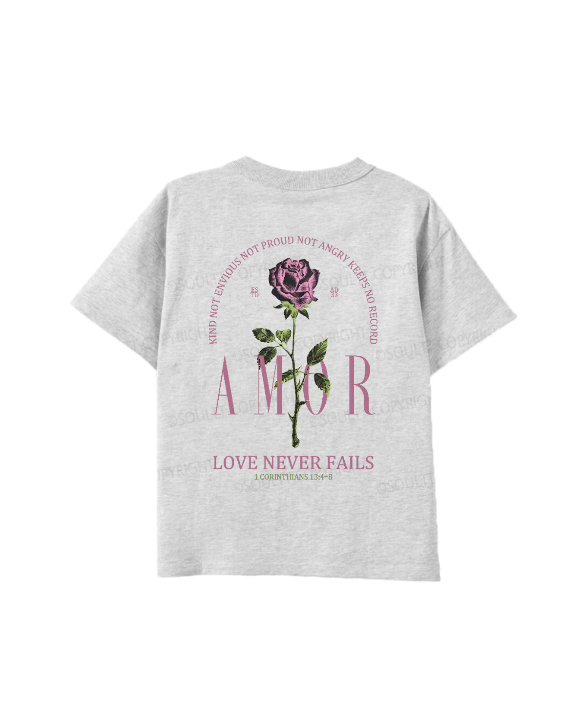 Kids Love Never Fails Double Sided Cotton Christian T-shirt