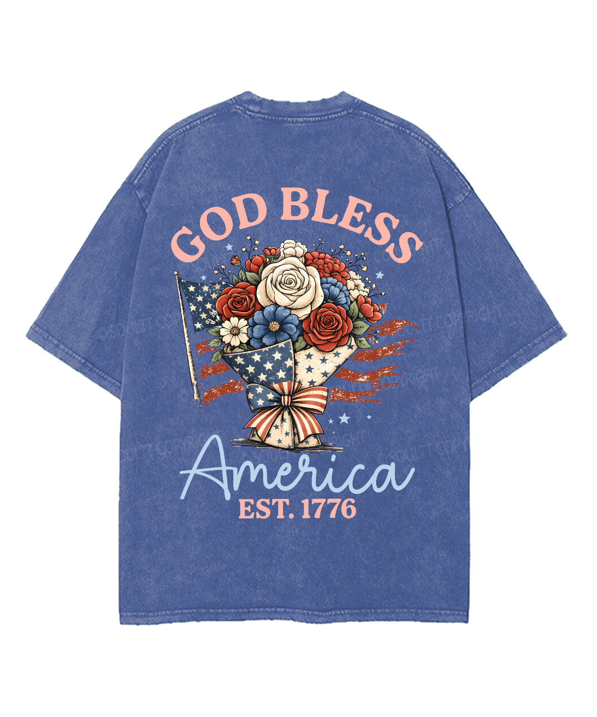 God Bless America Double Sided Unisex Washed Christian T-shirt