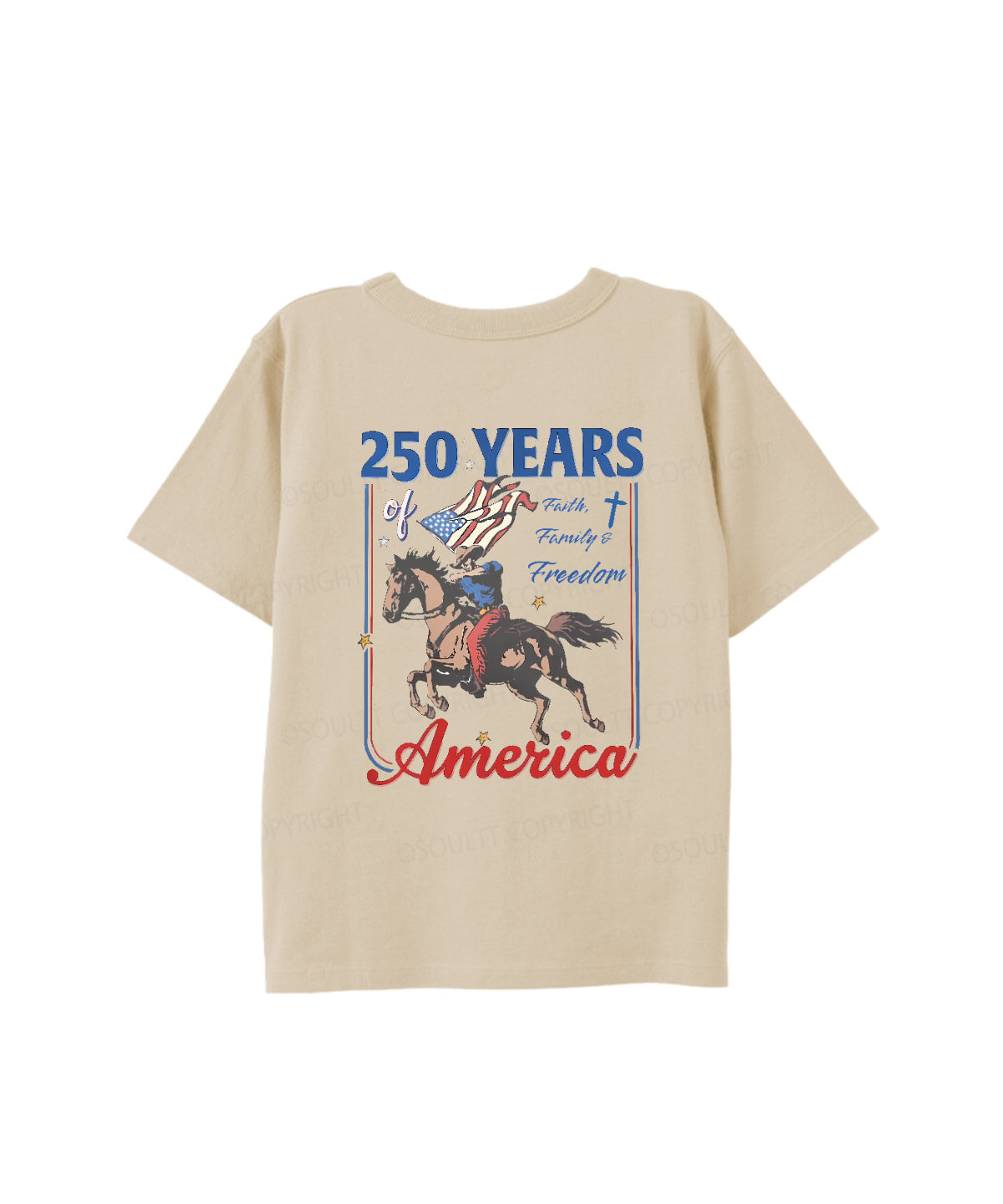 Kids 250 Years America Anniversary Double Sided Cotton Christian T-shirt