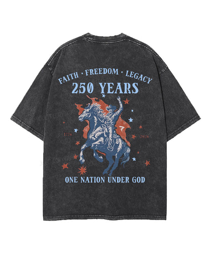 250 Years America Anniversary Double Sided Unisex Washed Christian T-shirt