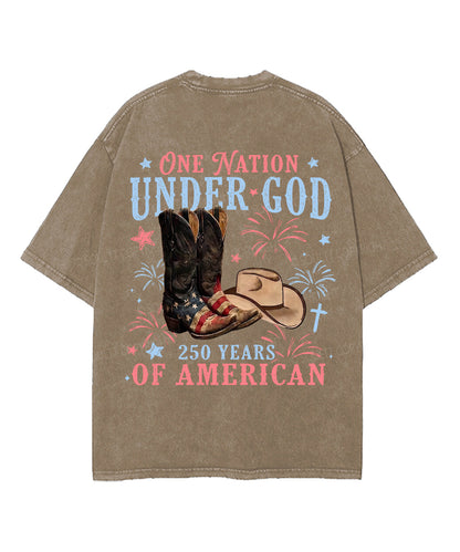 250 Years America Anniversary Double Sided Unisex Washed Christian T-shirt