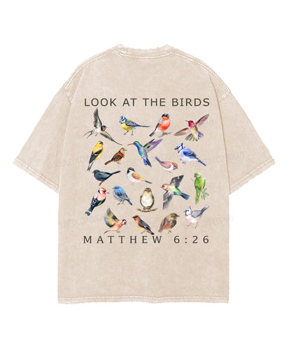 Look At The Birds Double Sided Unisex Washed Christian T-shirt