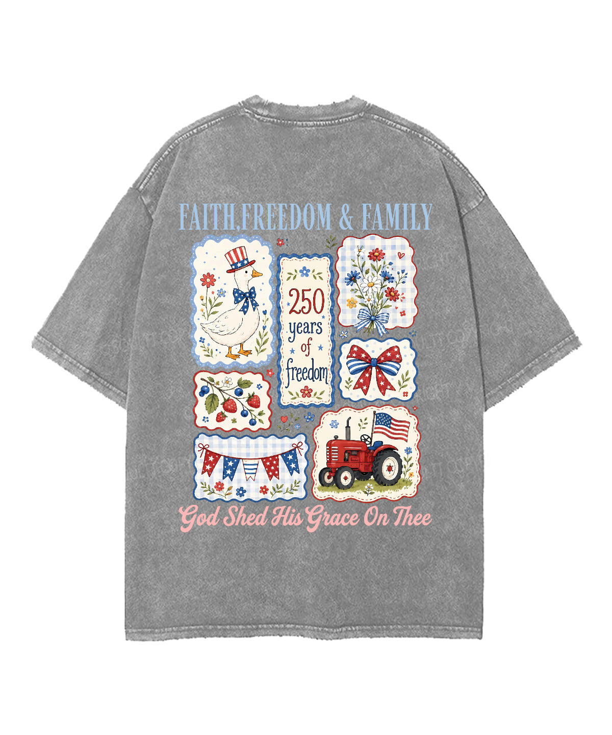 Faith • Freedom • Family Double Sided Unisex Washed Christian T-shirt