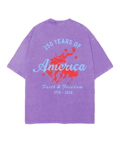 250 Years America Anniversary Double Sided Unisex Christian Washed T-Shirt & Shorts