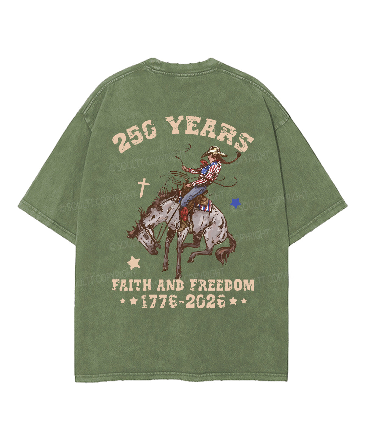 250 Years America Anniversary Double Sided Unisex Washed Christian T-shirt