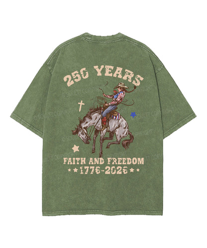 250 Years America Anniversary Double Sided Unisex Washed Christian T-shirt