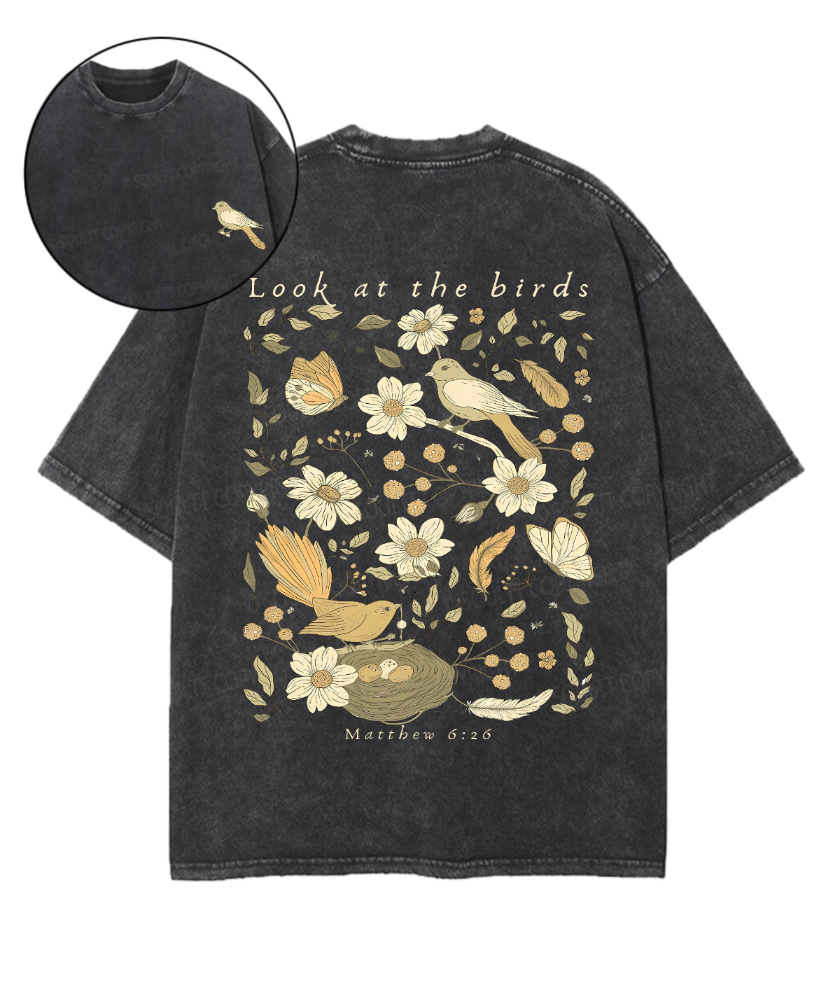 Look At The Birds Double Sided Unisex Washed Christian T-shirt