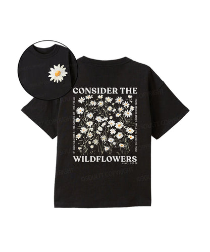 Kids Consider The Wildflowers Double Sided Cotton Christian T-shirt